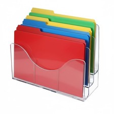 Azar Displays 250099 Three Tier File and Brochure Desktop Wall 1-Pack, Clear