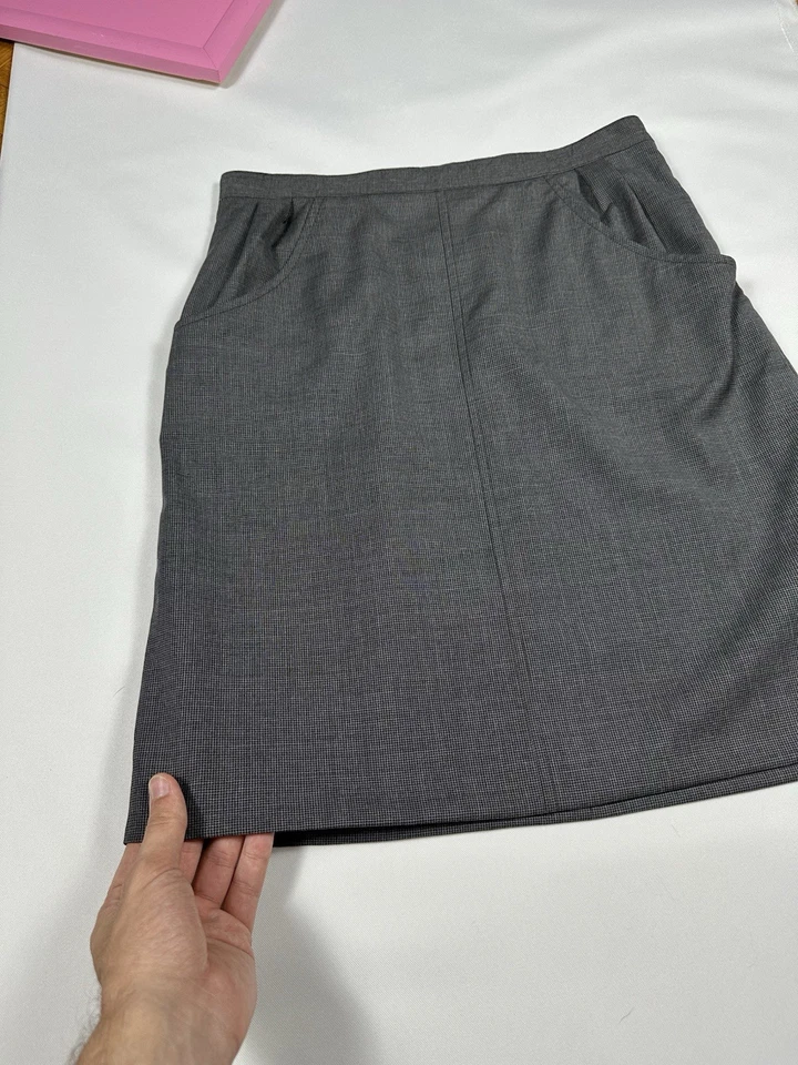 Falda Vintage APC Rue Madame Paris Mini Clásica Lápiz Gris Pie De Poule Talla M Foto 4 de 4