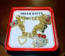 Sanrio Silver Hello Kitty Multiple Charm Adjustable Fashion Fun Trendy Bracelet