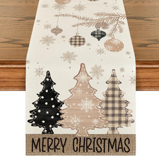Pine Tree Merry Xmas Table Runner Home Party Decor 13X72 Inch