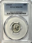 1936-D Mercury Dime - PCGS MS61FB - Full Bands Better Date Blast White!