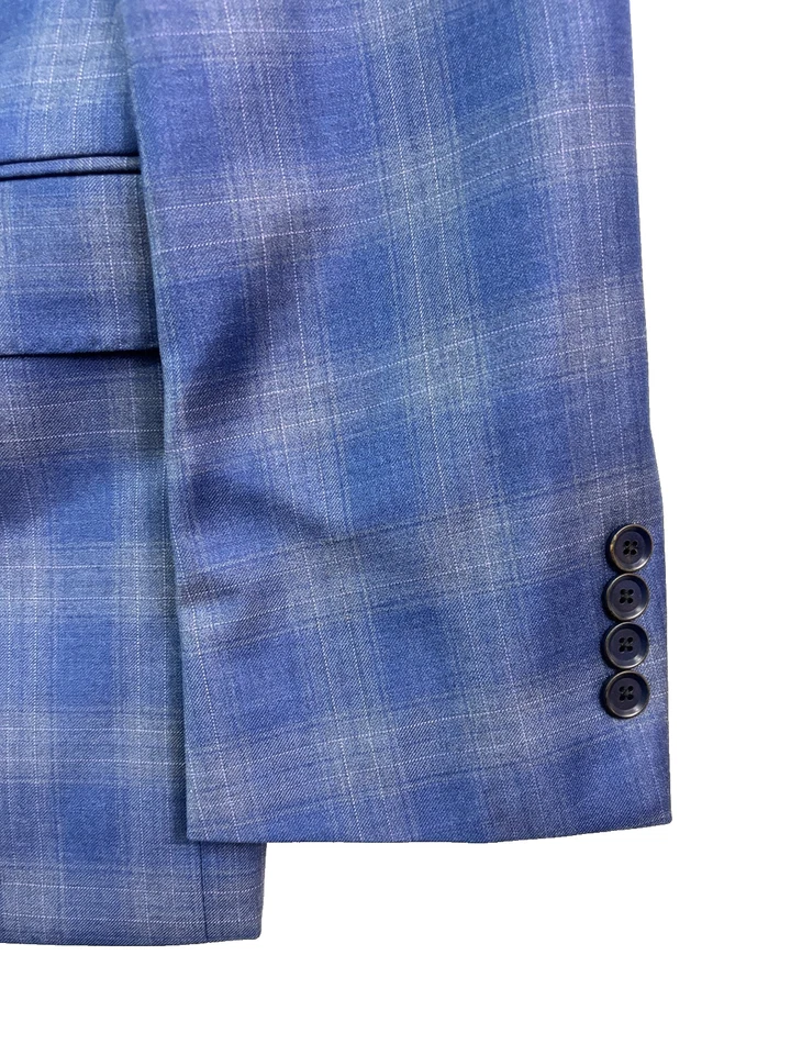 Hart Schaffner Marx 46L 蓝色灰色阴影格子西装外套夹克运动西装外套 — 第 2/4 张图片