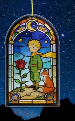 NEU 2D flach 1 Stück der kleine Prinz Motiv Sonnenfänger Ornament Rose