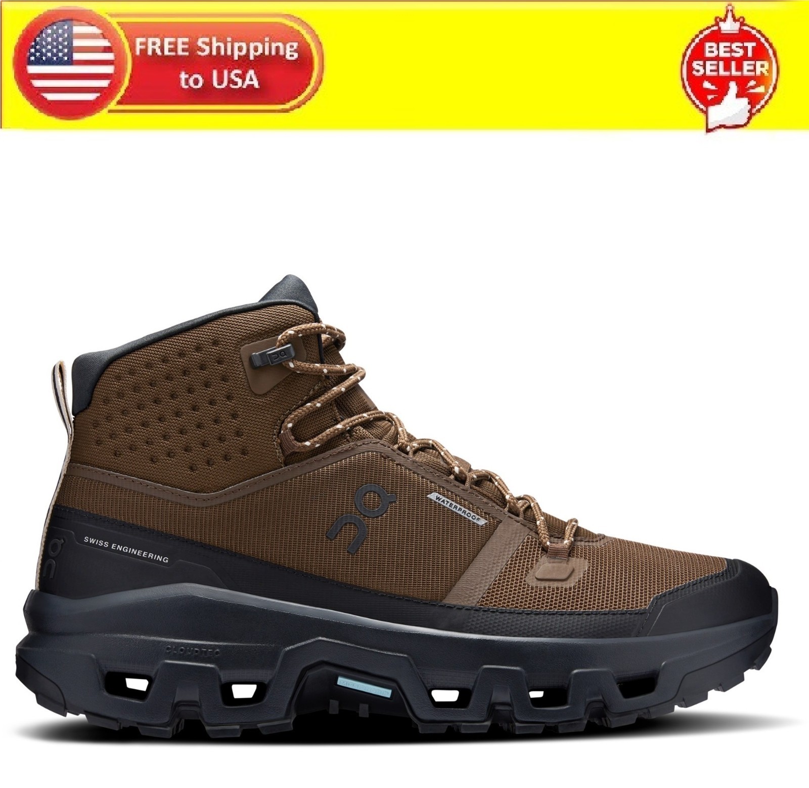 's Cloudrock Mid Waterproof Hiking Boots, Earth/black, Size 8, No Import Fees