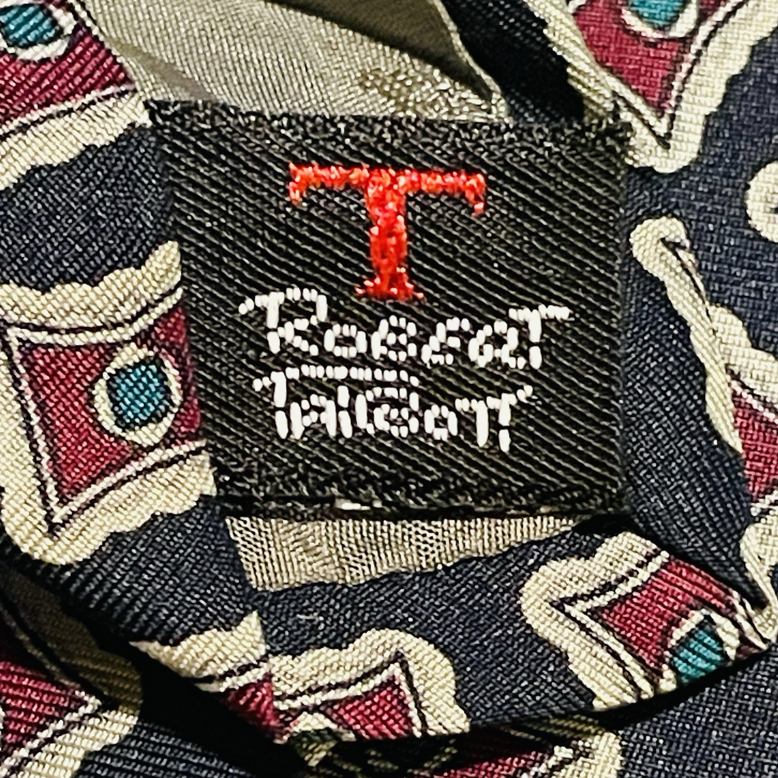 Robert Talbott Blue Interconnected Squares Silk M… - image 6