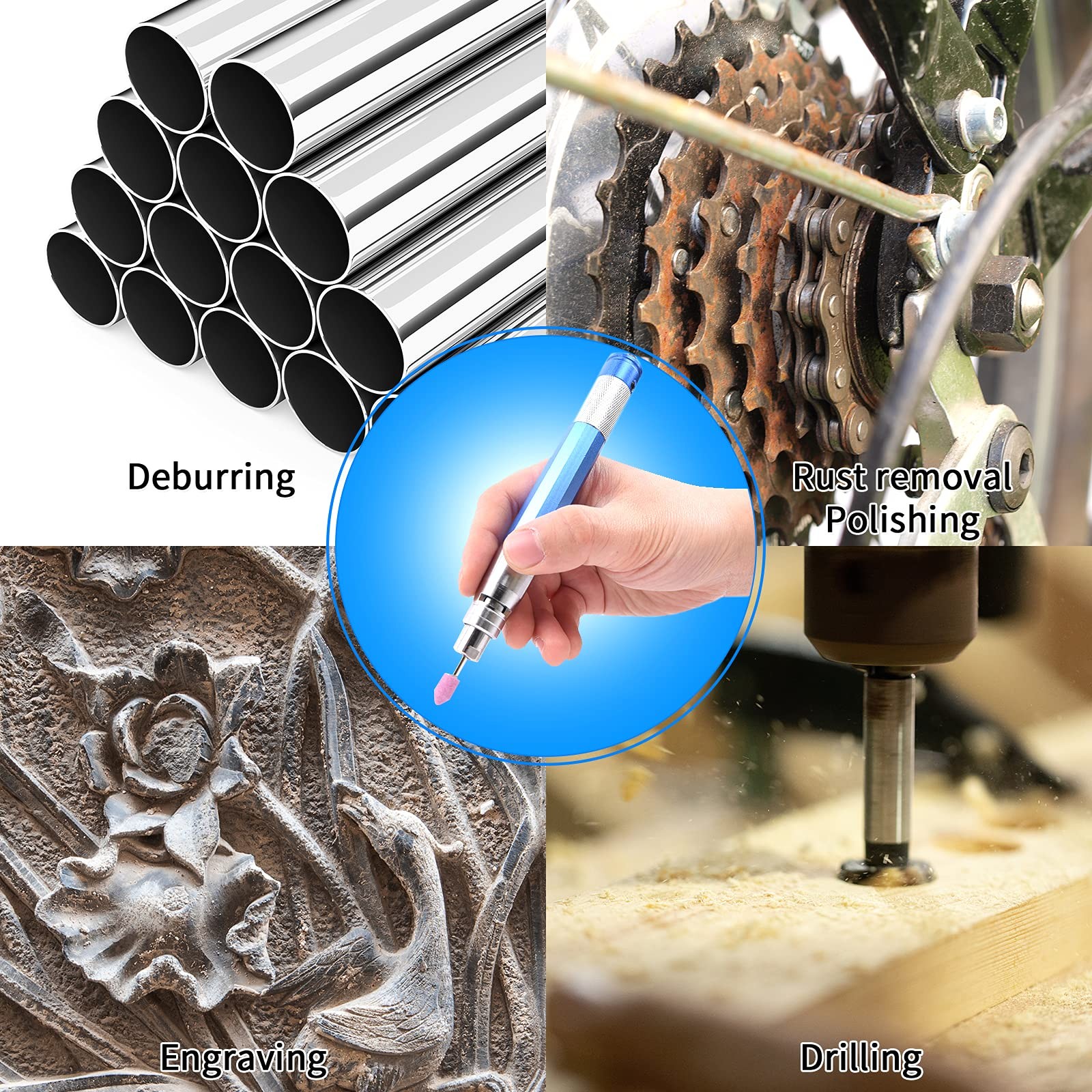 YON.SOU. 18Pcs Pencil Die Grinder Air Tool 1/8" Pneumatic Engraving Pen 70,00...