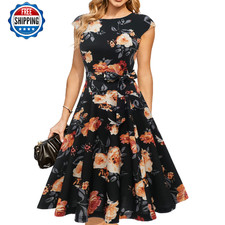 DRESSTELLS Women's Floral Cocktail Dress Wedding Guest Formal Spring Summer
