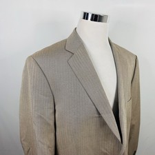 Stafford 48R Classic Fit Sport Coat Beige Herringbone Two Button Vented