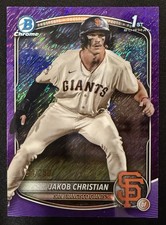 2025 Bowman Chrome Jakob Christian Purple Shimmer SP #’d 138/250 SF Giants
