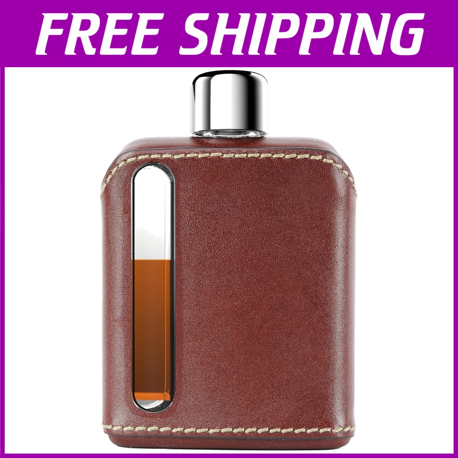 Stylish Glass Hip Flask for Men & Women - Dark Brown