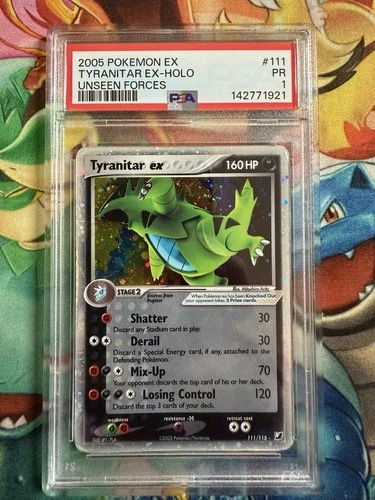 Pokemon 2005 Tyranitar Ex PSA 1 Unseen Forces 111/115 Nintendo English Arita