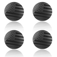 4PCS American Flag Wheel Hub Center Caps Stickers, Waterproof 56mm Black Flag