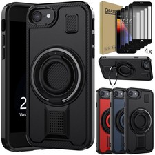 For Apple iPhone 6 6s 7 8 Ring Kickstand Shockproof Case Cover /Screen Protector