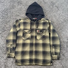 Wrangler Riggs Workwear S Quilt Lined Hooded Plaid Flannel Work Shacket Jacket