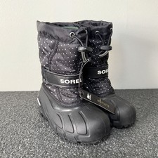 Sorel Kids Girl's Insulated Boots 12 Black Polka Dots Adjustable NC3503-010 Snow