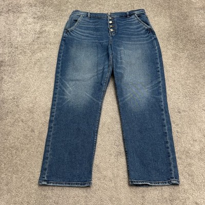 American Eagle Outfitters AExME Stretch Button Fly Mom Denim Jeans Women 16 Blue