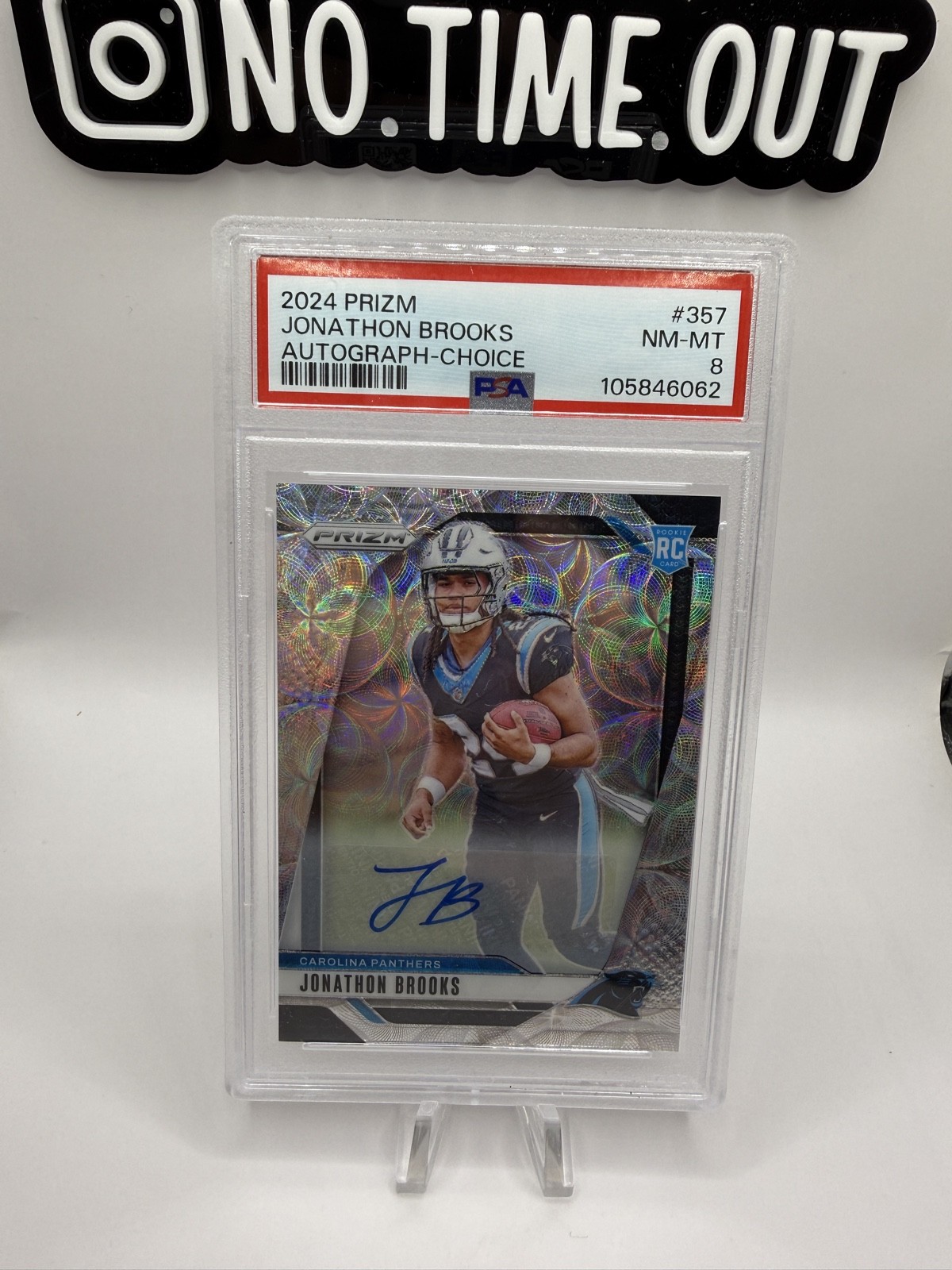 2024 Panini Prizm Rookie Jonathon Brooks #357 Choice Prizm Autographs /100 PSA 8