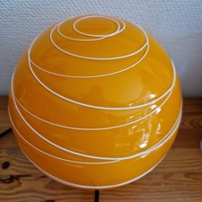 Rar! Vintage Tischleuchte v. Trio, gelb, orange Faden-Glas , Design 2006, Kugel