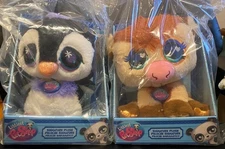 SET OF 2 NEW LARGE Littlest Pet Shop SIGNATURE DELUXE 10" PLUSH COW & PENGUIN
