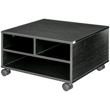 HOMCOM Mobile Porta Stampante a 2 Ripiani in Legno con Ruote 47x40x22.5cm Nero
