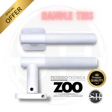 Rosso Tecnica Orta White Knurled T Bar Door Handle – Squircle Rose Pair