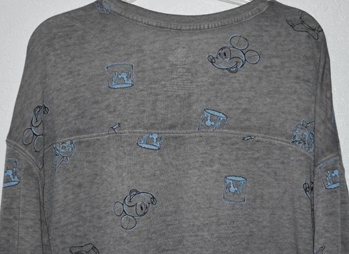 Disney Parks Shirt Women 2XL All Over Print Mickey Donald Dumbo GRAY Long Sleeve - Picture 8 of 22