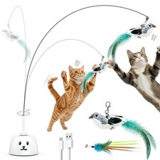 Interactive Cat Toys for Indoor Cats Automatic Flying Bird Feather Toy USB