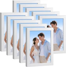 10 Pack White 4x6 Picture Frames with Mats 3.5x5 Tabletop or Wall Display