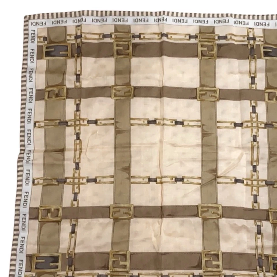 FENDI FF logo Brown and Gold Handkerchief - Image 4 of 4