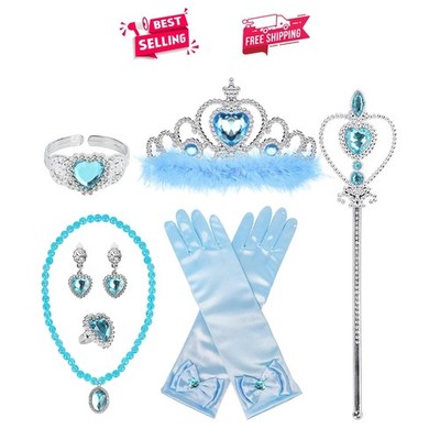 Charming 7-Piece Princess Costume Set for 3-6  Old Girls - Colorful and Fun