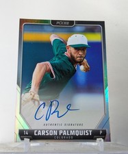 Carson Palmquist 2024 Pulse Baseball On Card Auto RC Rockies