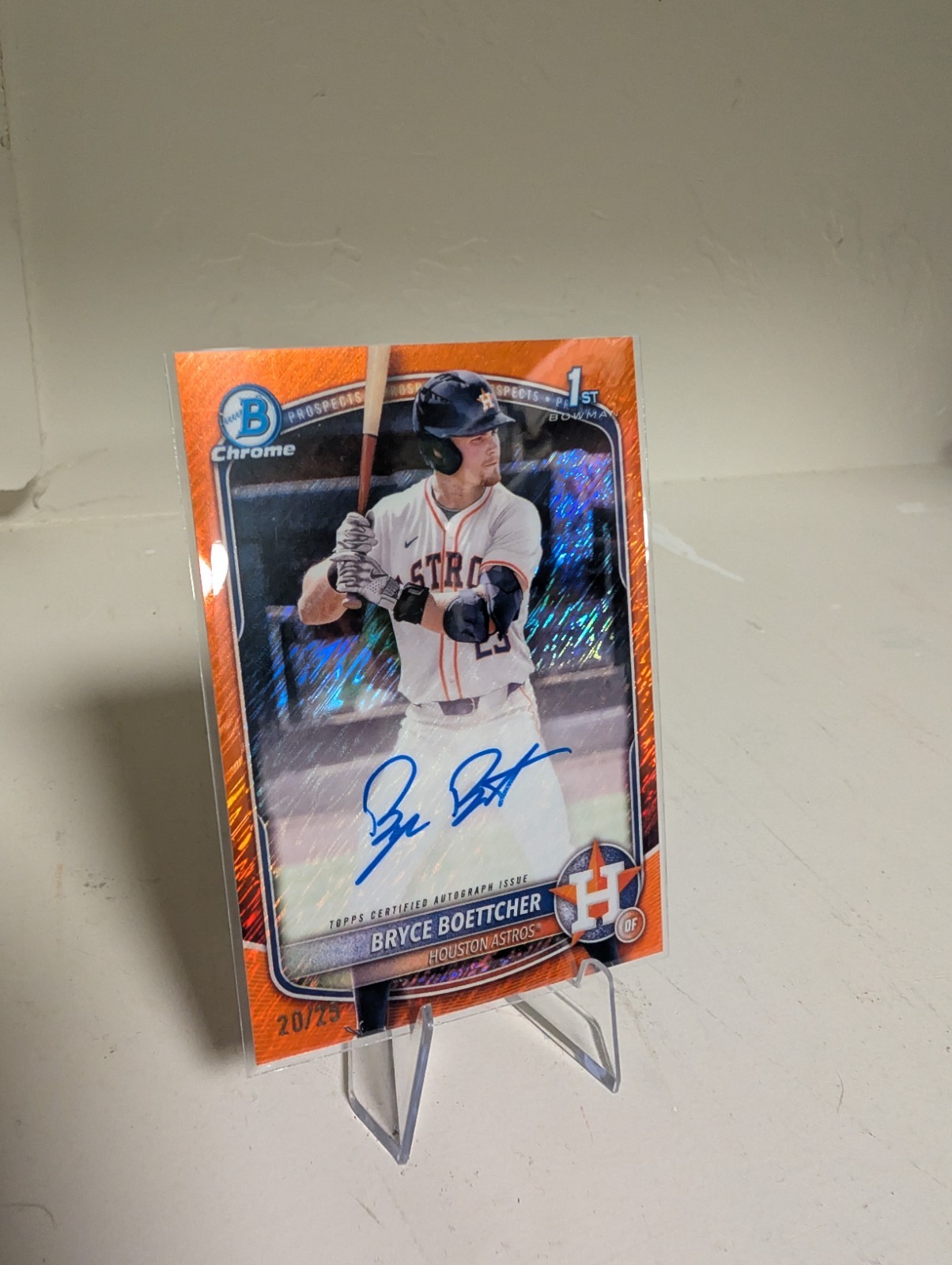 2025 Bowman Chrome Bryce Boettcher 1st Bowman Orange Shimmer Auto #20/25 Astros