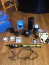 Huge Lot Nikon FG camera with lots of stuff Professionally Serviced Works Lenses