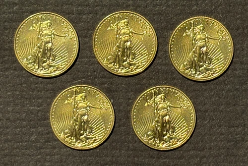 5x American Eagle $5 GOLD Coins 2017 : 1/2 oz total Uncirculated Bullion  10540L