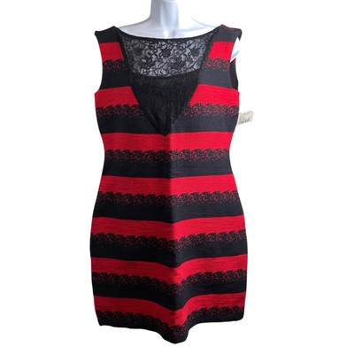 Save The Queen Women's Striped Jacquard Sheath Dress Size L Edgy Rock And Roll
