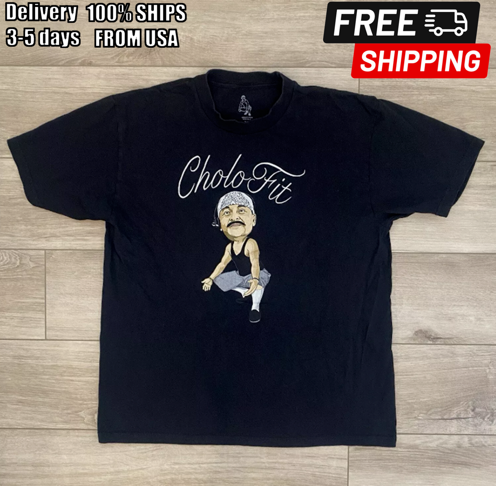 CholoFit Creeper Comedian Black Tee Mens Made In USA LA Streetwear Shirt