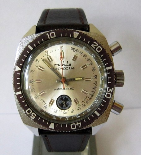 VINTAGE TOP DDR GERMANY RUHLA FLYBACK DIVER CHRONOGRAPH, SERVICED, 70er JAHRE - Bild 1 von 13