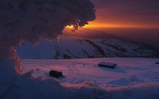 Landscape nature mountains sunset sunlight winter ice Custom Gaming Mat Desk