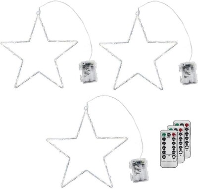 TRIXES 3 Stück LED Stern Dekoration, batteriebetrieben, Fernbedienung