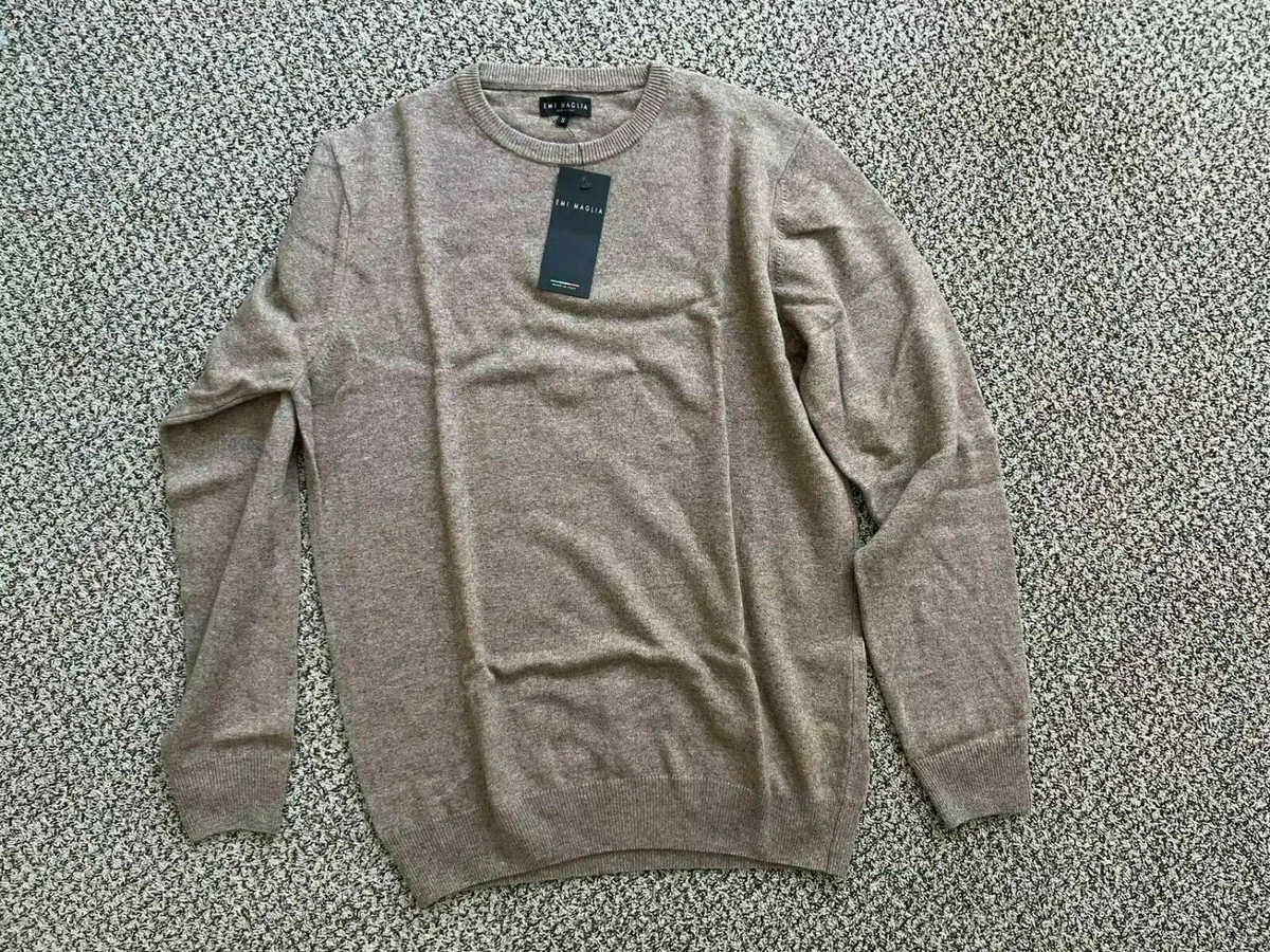 EMI MAGLIA Men s Crewneck Beige Wool Cashmere Sweater ITALY MADE