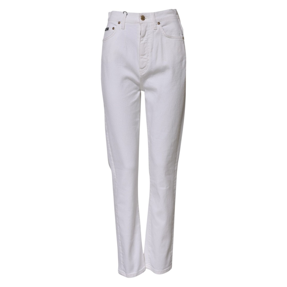 DOLCE & GABBANA Jeans White Cotton High Waist Straight Denim IT40