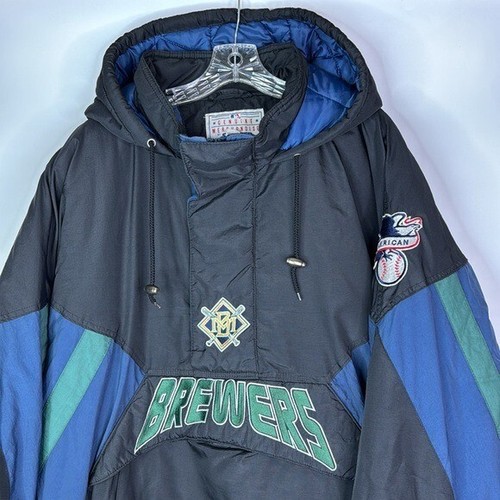 Vintage Starter MLB Milwaukee Brewers Pullover Jacket XXL Rare - Picture 2 of 13