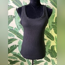 American Eagle Black Ribbed Basic Tank Top Size M
