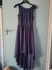 New Look Size 8 Blue Lace Sleeveless Hi Lo Dress (624/4/v)