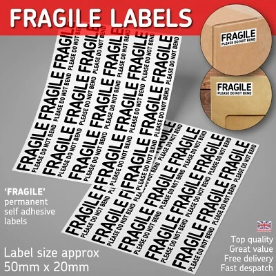 FRAGILE Please Do Not Bend Labels Sticky Self Adhesive Stickers Permanent