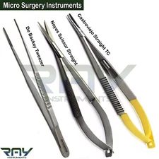 Microsurgery Kit TC Castroviejo Needle Holder Scissors Surgical Suture Forceps