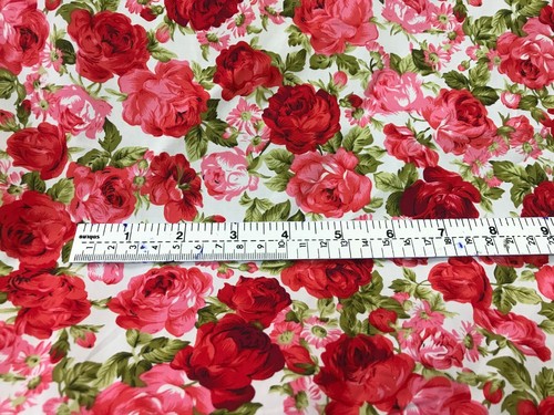 44" Sweet Rose Floral Printed Cotton Fabric Dress Decor Craft Drape Sewing BTY - Picture 17 of 44
