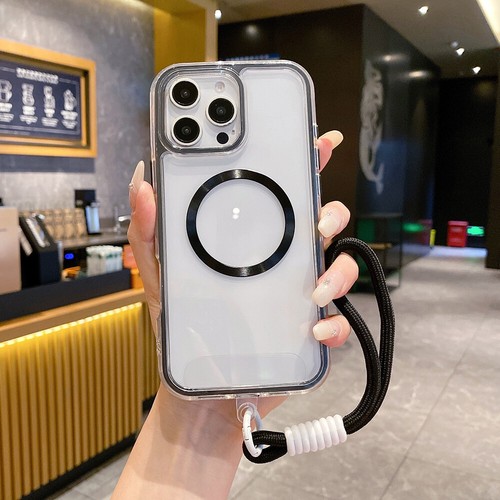 MagSafe Clear Case for iPhone 16 Pro Max 15 14 13 with Lanyard Shockproof Cover - Zdjęcie 19 z 24
