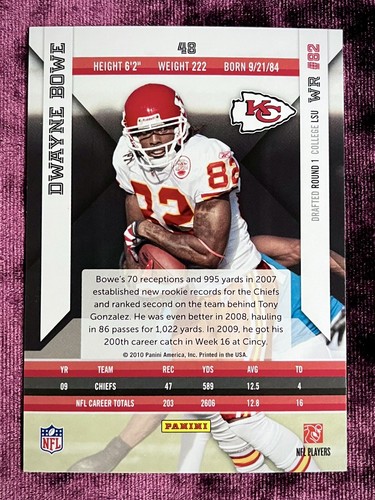Dwayne Bowe 2010 Panini Epix #48 MINT Chiefs Jersey LSU Tigers Legends Kelce SP - Picture 2 of 4