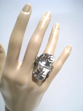 Chunky Silver Ring Sz 7 Statement Metal Adjus...